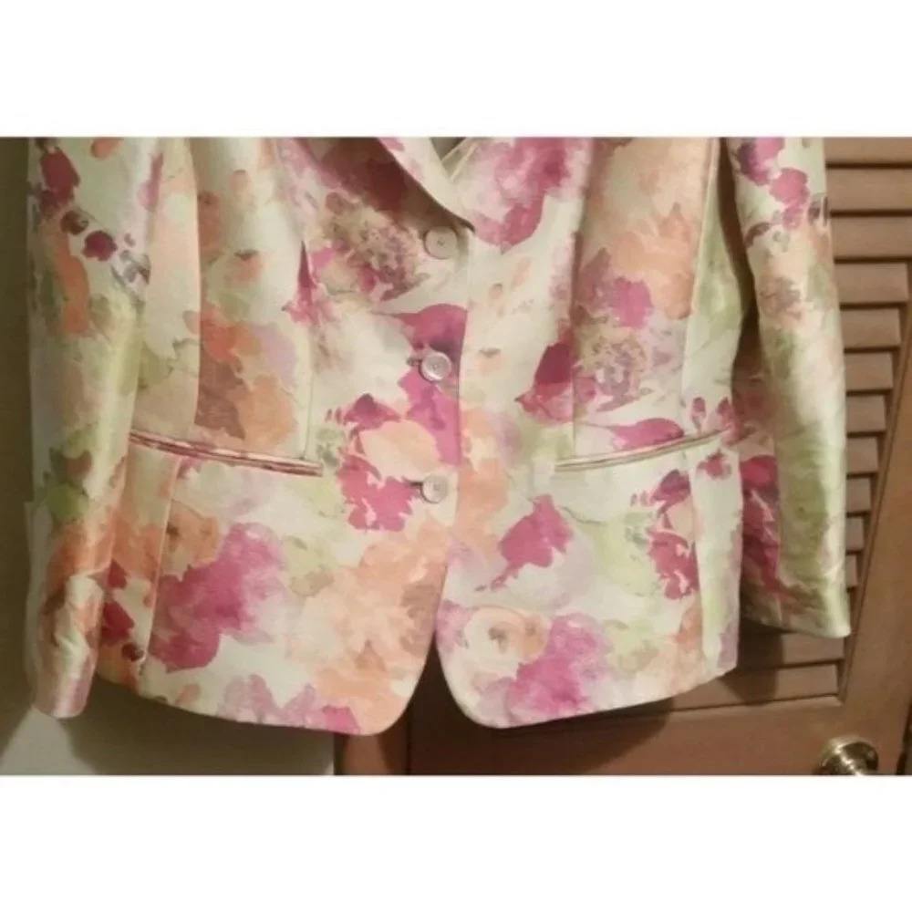 RENA LANGE Floral Print Button Jacket Designer - Picture 3 of 11